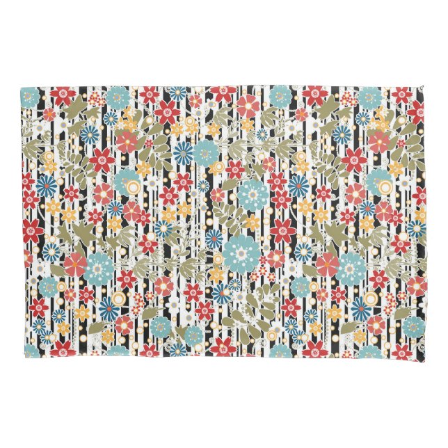 Housse D'oreillers Rétro, floral rétro (devant)