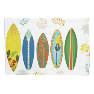 Housse D'oreillers Retro Gold Tropical Coastal Surfboards