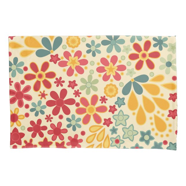 Housse D'oreillers Retro. Motifs floraux (devant)