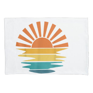 Housse D'oreillers Retro Sunset Rays Wavy Vintage Retro Sunshine Sun