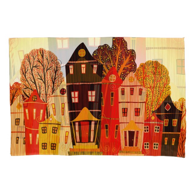Housse D'oreillers Retro Sweet Home Poster : Maisons de dessin (devant)