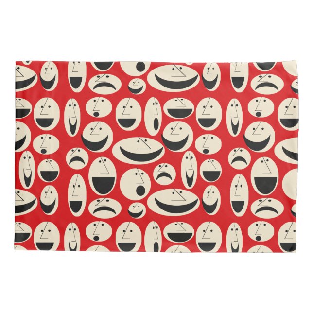 Housse D'oreillers Retro Visages de dessin Motif Igloo Pillowcase (Dos)