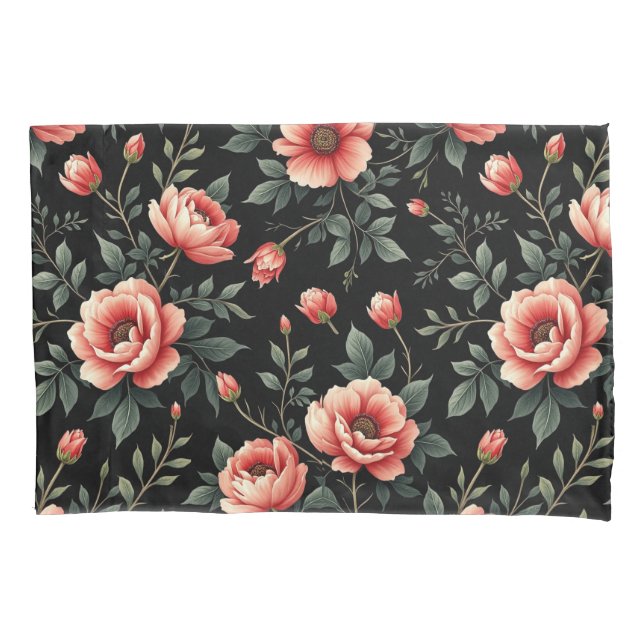 Housse D'oreillers Rêve floral noir (devant-gauche)
