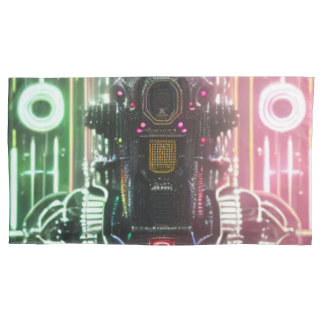 Housse D'oreillers Robot 1 blanc King oreiller (devant)