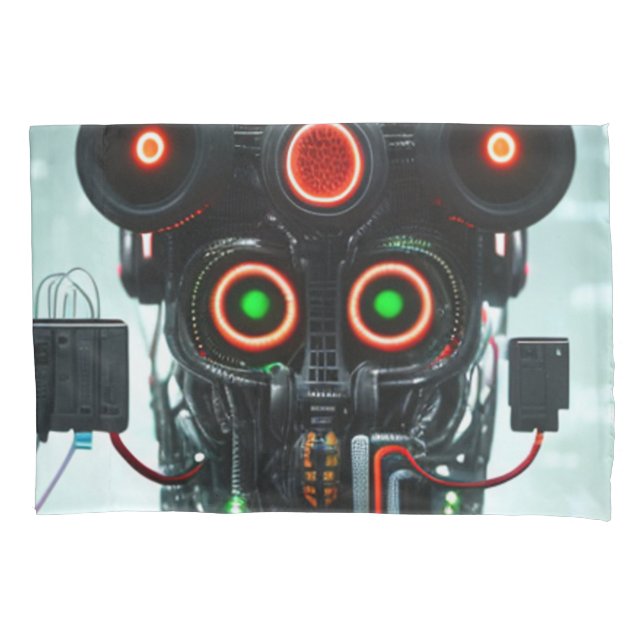 Housse D'oreillers Robot 3 coussin standard blanc (devant)