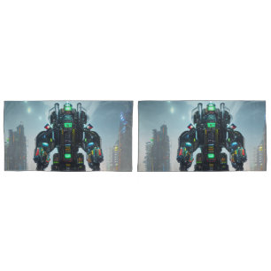 Housse D'oreillers Robot 4 caisson king gris paire