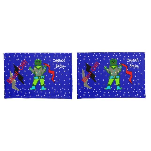 Housse D'oreillers Robot Boy Spaceshies Enfants King Coussin Coques (devant-Set)