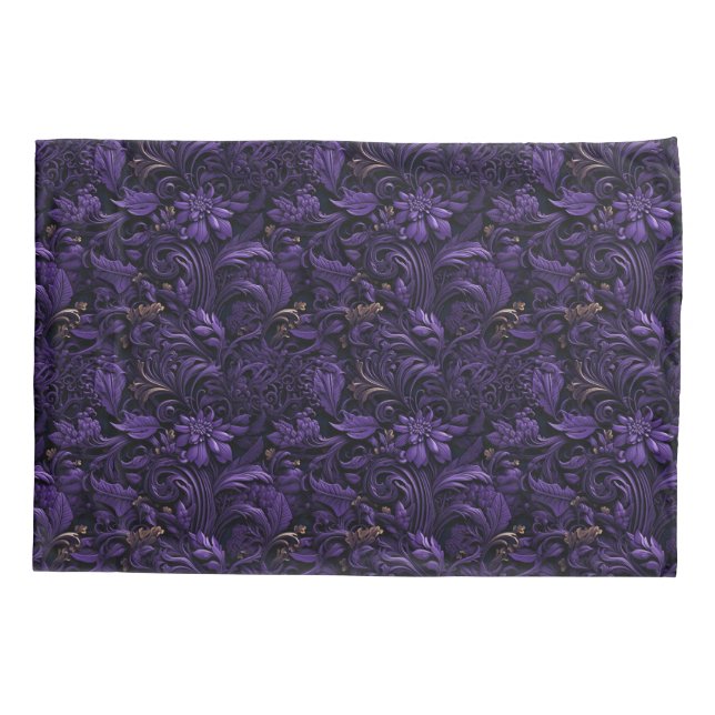 Housse D'oreillers Rococo Realms : Coussin foncé violet et or Coque (Dos)