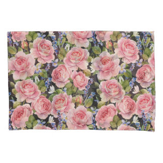 Housse D'oreillers Rose anglais rose : Aquarelle noire