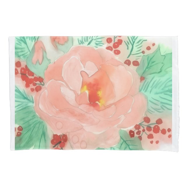 Housse D'oreillers Rose aquarelle française (devant)
