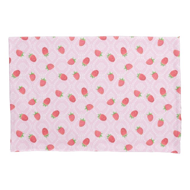 Housse D'oreillers Rose fraise. Coque coussin (devant)