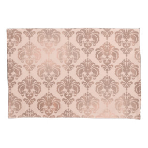 Housse D'oreillers Rose Gold Blush Rose Moderne Glamour Damassé