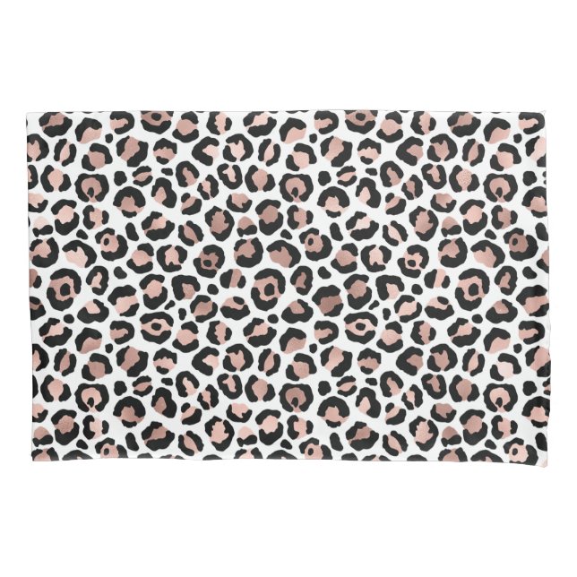 Housse D'oreillers Rose Gold impression léopard noir guépard tendance (devant-gauche)