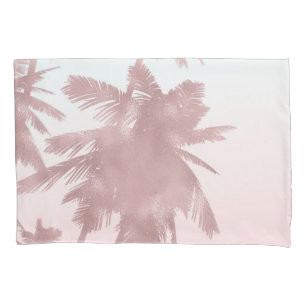Housse D'oreillers Rose Gold Roseaux Palmiers Plage Ombrée Palmiers C