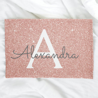 Housse D'oreillers Rose Gold Sparkle Parties scintillant Monogramme N