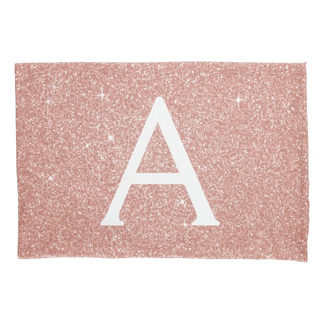Housse D'oreillers Rose Gold Sparkle Parties scintillant Monogramme N (devant)