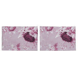 Housse D'oreillers Rose rose Toile floral botanique vintage No.5