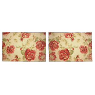 Housse D'oreillers Rose rouge antique floral