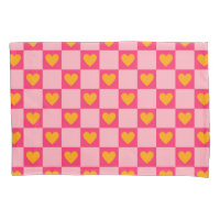 Rose rouge jaune coeur amour À damiers Y2K Motif