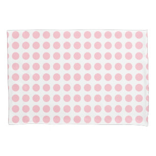 Housse D'oreillers Rose sur blanc Grand format Pois horizontaux