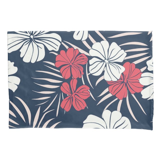 Housse D'oreillers Rose tropical et floral marine (devant)