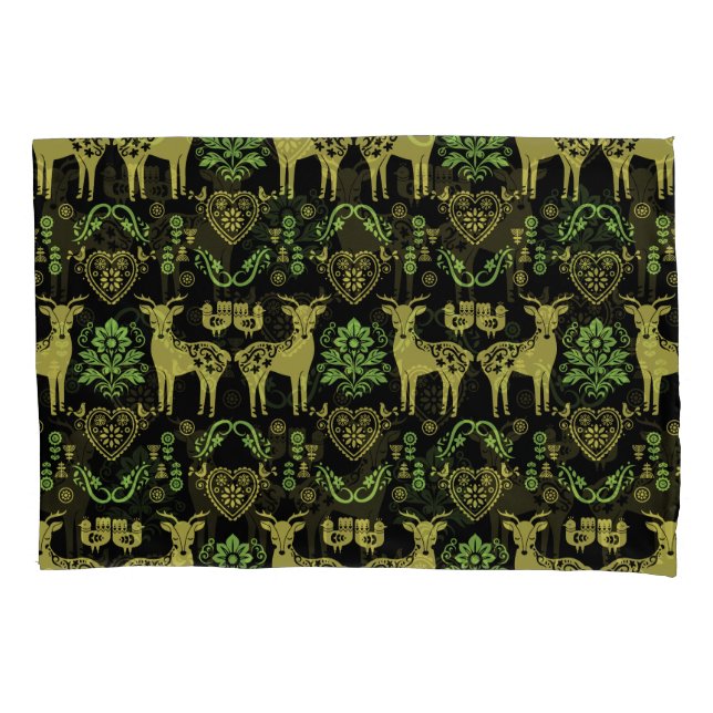 Housse D'oreillers Rosemaling Norwegian Folk Art (devant)