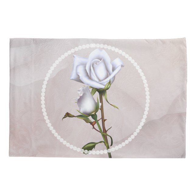 Housse D'oreillers Roses Blanches Douces Romantiques Élégant Glam Flo (Dos)