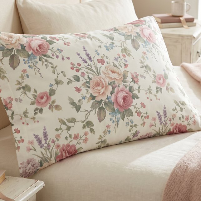 Housse D'oreillers Roses pastel élégant shabby chic (Créateur téléchargé)