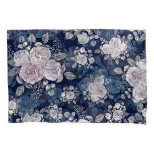 Housse D'oreillers Roses roses roses Bleu foncé : Vintage