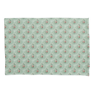 Housse D'oreillers Roses roses vintages sur Pastel Mint Sage Green