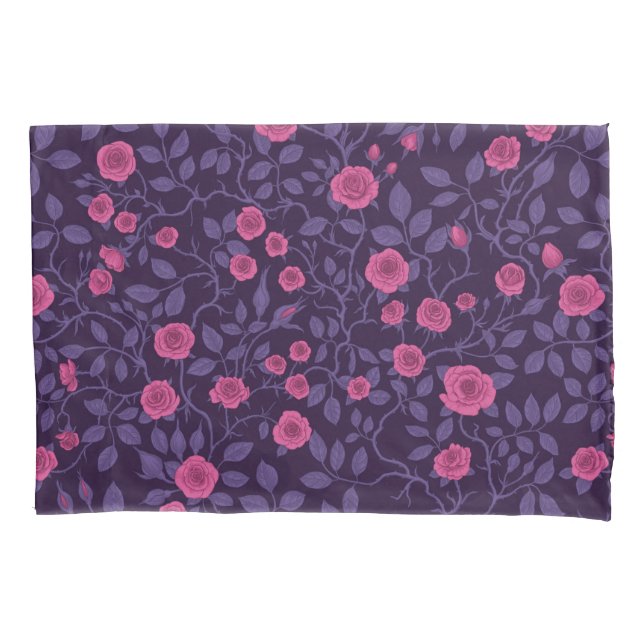 Housse D'oreillers Roses sauvages en rose et violet (devant-gauche)