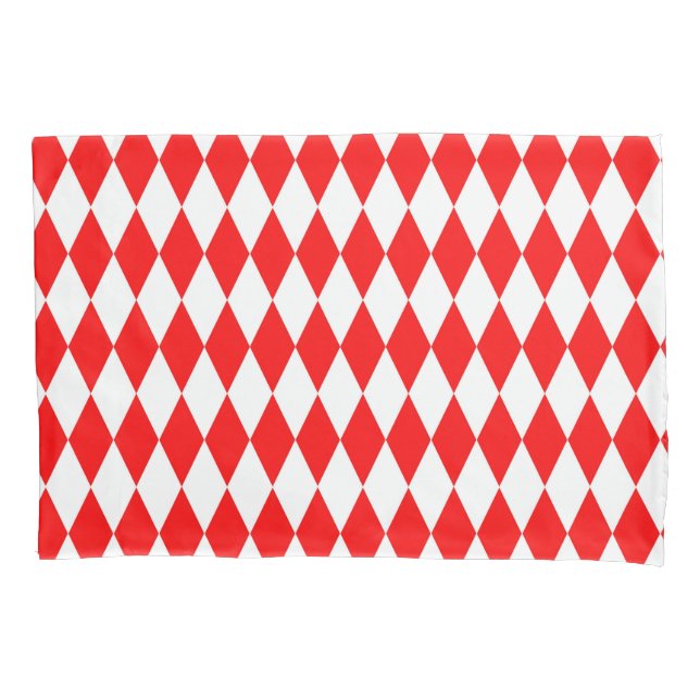 Housse D'oreillers Rouge blanc Arlequin Diamants Checkers Design (devant)