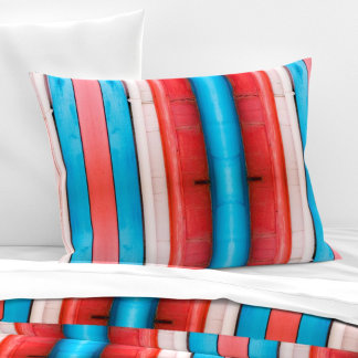 Housse D'oreillers Rouge, bleu et rose vif rayures motif taille L