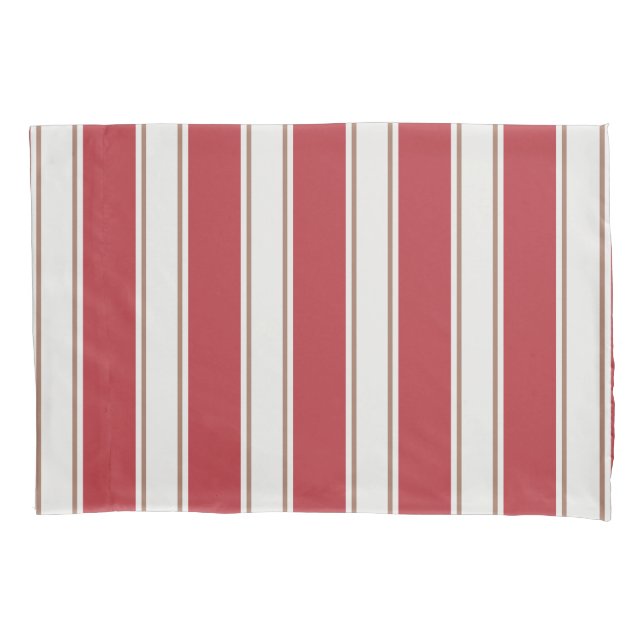 Housse D'oreillers Rouge Classique, Blanc et Rayures de Souris Mocha (devant)