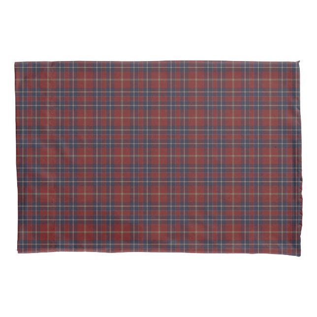 Housse D'oreillers Rouge foncé et bleu marine Rustique Plaid (devant)