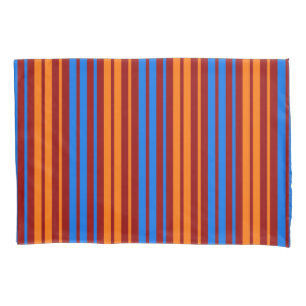 Housse D'oreillers Rouge Orange Bleu Design à Rayures Verticales