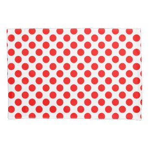 Housse D'oreillers Rouge sur blanc grand format Pois