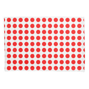 Housse D'oreillers Rouge sur blanc Grande taille Pois horizontaux