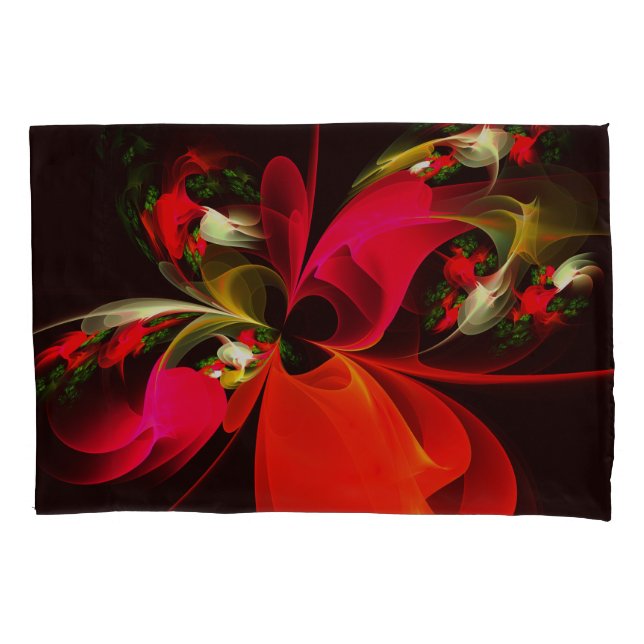 Housse D'oreillers Rouge Vert Floral Moderne Art Abstrait Motif #02 (devant)