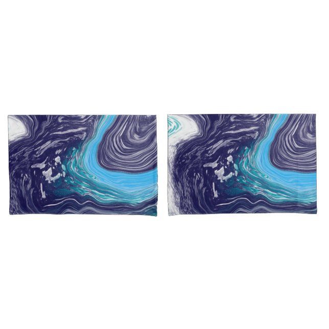 Housse D'oreillers Royal Blue et Marbre blanc (devant-Set)