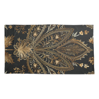 Housse D'oreillers Royal Indian Luxury Black & Gold