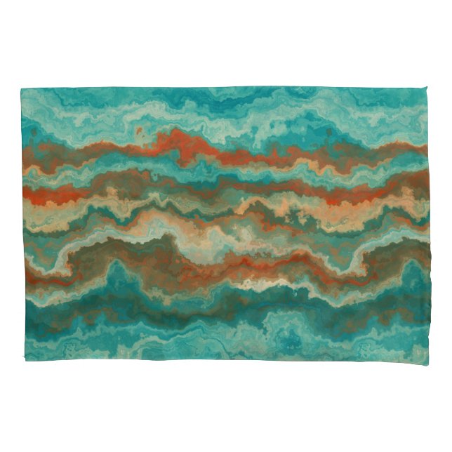 Housse D'oreillers Rust et Turquoise Abstrait (devant)