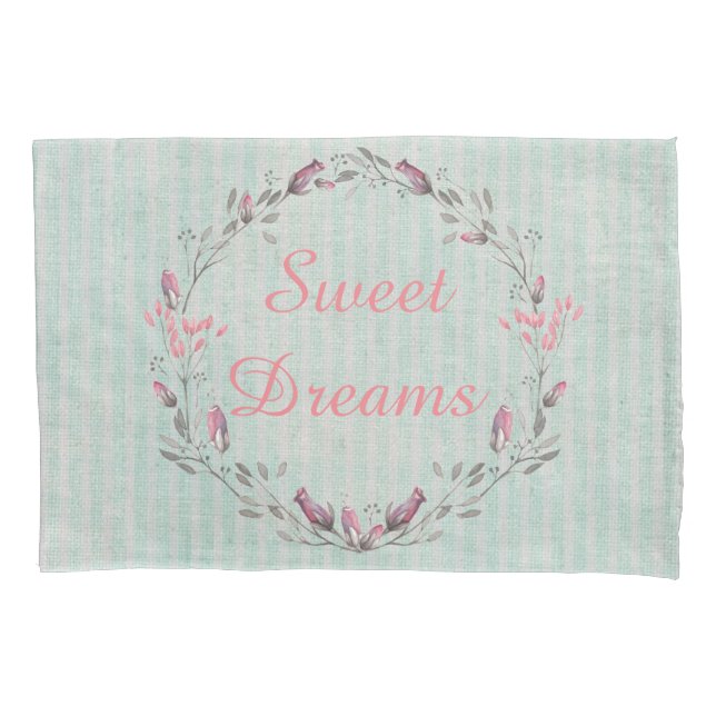 Housse D'oreillers Rustic Chic Aqua Stripes Sweet Dreams (devant)