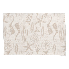 Housse D'oreillers Sable Côtier Beige À Main Tiré À La Main