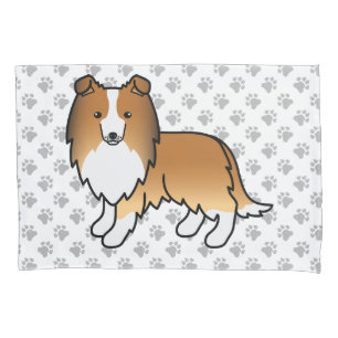 Housse D'oreillers Sable Shetland Sheepdog Cartoon Chien et pattes