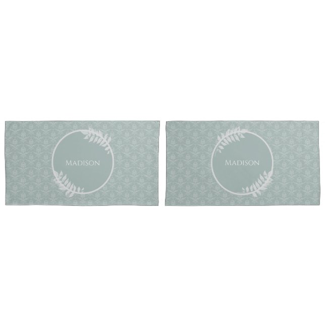 Housse D'oreillers Sage Green Elegant Damask (devant-Set)
