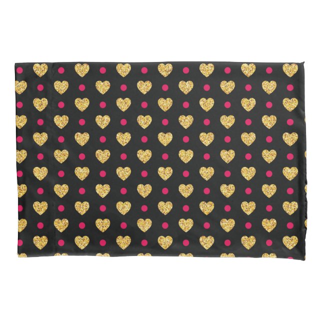 Housse D'oreillers Saint Valentin Coeurs d'or Motif-23655 (devant)