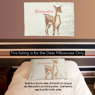 Housse D'oreillers Salle de fille personnalisée Deer Wood Texture