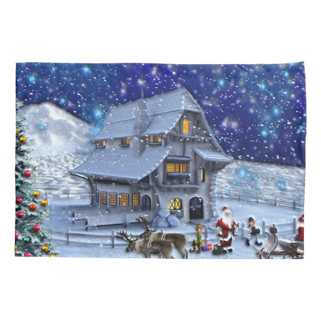 Housse D'oreillers Santa Rudolph Elf with Sled (Dos)