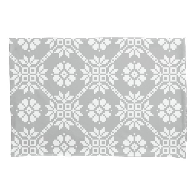 Housse D'oreillers Saulite de Sun Auseklis gris traditionnel letton (devant)